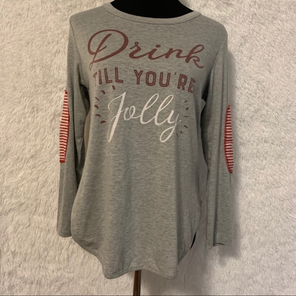 Daisy Rae Women’s Gray Drink Till Your Jolly Christmas shirt